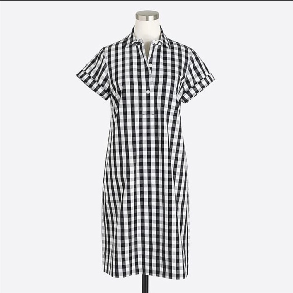 J. Crew Short Sleeve Gingham Dress EUC